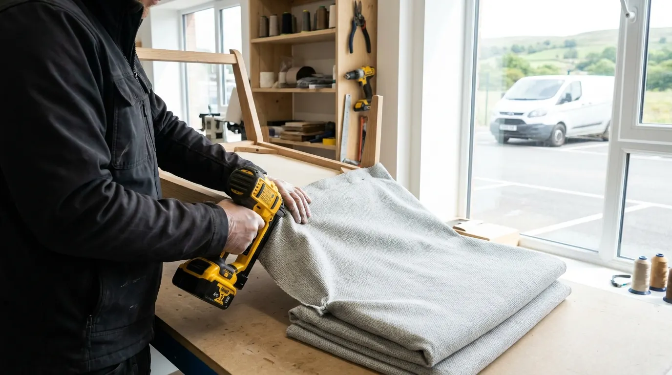 A Doncaster Refurnish workshop bench where donated furniture is repaired ahead of reuse
